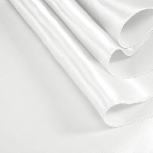 White Satin Oval Tablecloth 60 x 102 Inch for 8-10 Seats