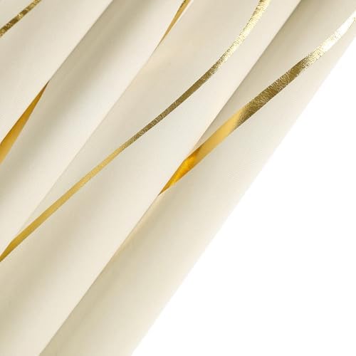 L.Z.E Cream and Gold Curtains for Bedroom Living Room, Elegant
