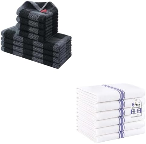 Homaxy Kitchen Towels and Dishcloths Set, 12 x 12 and 13 x 28 Inches