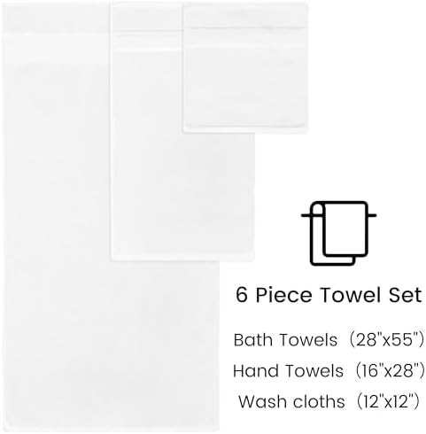 Simple&Opulence Premium 100% Cotton Towel Set 6 Piece,Soft Absorbent
