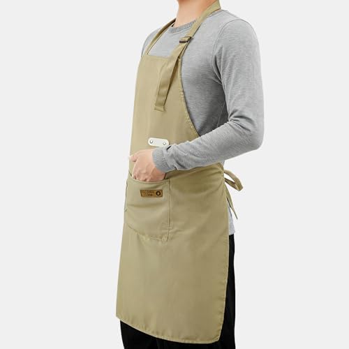 Vinchef New Soft Canvas Apron, Adjustable Neck Strap, Large Pocket