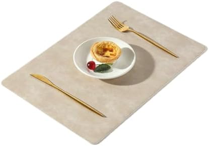 Rectangular Dinner Table Mats Set of 6, PU Leather Placemats Heat