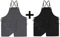 2 Pieces Pottery Apron,Split Apron with Adjustable Straps M-XXL,Black