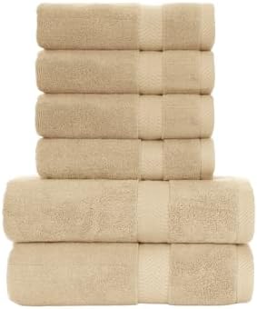 BY LORA 660 GSM Bath Towel Set of 6, 100% Ring-Spun Cotton Terry, 2