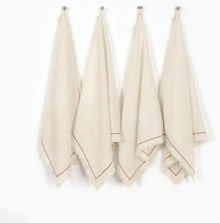 Linen World Dish Towels Set of 4, 20 x 28 Inch Linen Blend Kitchen