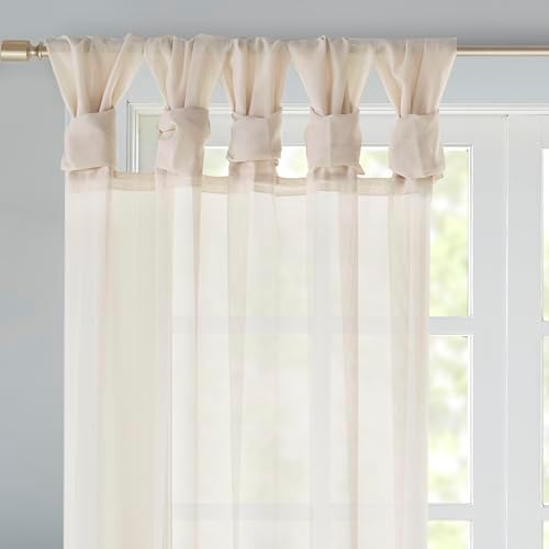 Madison Park DIY Twisted Tab Voile Sheer Curtain, 2-PK 50x84 Ivory