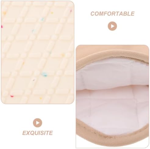 Beige Silicone Cotton Oven Mitts with Non Slip Grip for Cooking