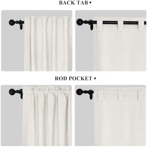 Fcosie Back Tab and Rod Pocket Linen Curtains 63 in Length Room