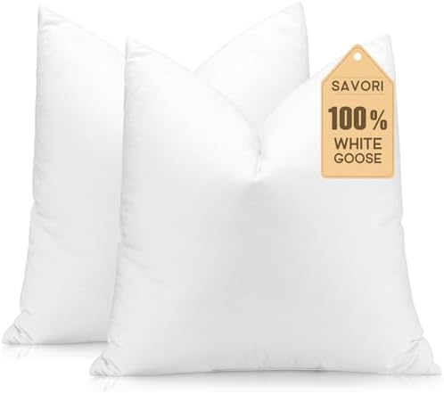 SAVORI Set of 2 Down and Feather Throw Pillow Inserts 20x20 Soft
