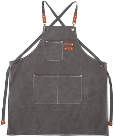Chef's apron in cotton canvas, unisex, with large pockets