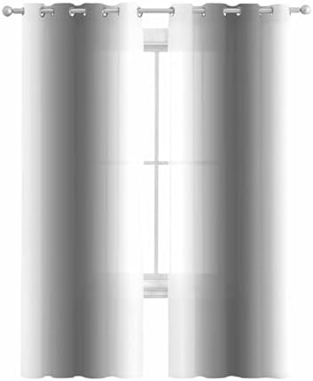 Grey Ombre Sheer Curtains 63 Inch Length Grommet Semi Sheer Drapes for