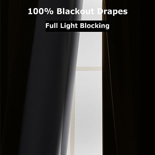 Frelement 120 Inches Extra Long 100% Blackout Curtain Panels for High
