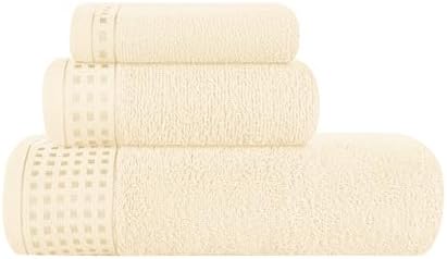 GLAMBURG Ultra Soft 3 Pack Cotton Towel Set, Contains a Bath Towel