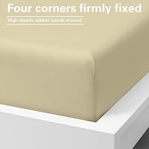 FLXXIE Twin XL (39"x80") Microfiber Fitted Sheet Only, Light Taupe