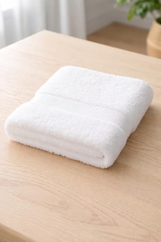 LUX Collection Washcloths 12x12 Inch, White Ring Spun Cotton, 400 GSM