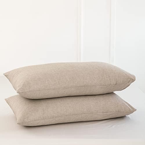 MOOMEE Pillowcase Set of 2 100% Washed Cotton Linen-Like King