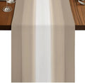 Beige Ombre Striped Table Runner 108 Inch Long Dresser Scarves Linen
