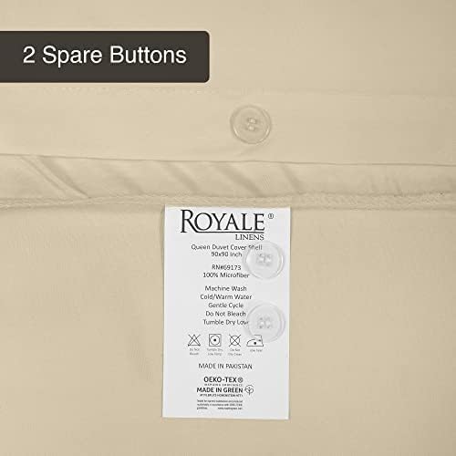 ROYALE LINENS Sand Duvet Cover Queen Size - 3 Piece Bedding Comforter