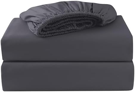 2 Pack King Fitted Sheets, 100% Egyptian Cotton, Dark Grey