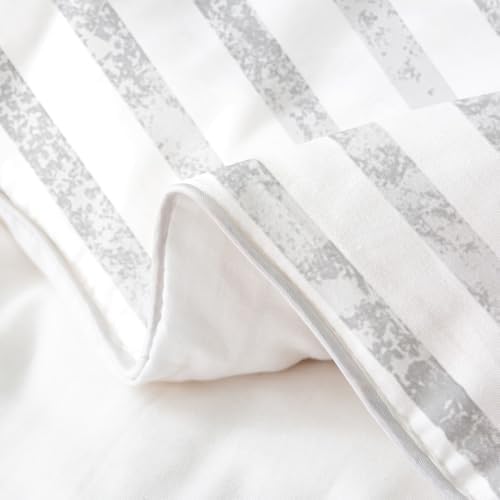 jejeloiu Grey Striped Duvet Cover 100% Cotton King Size Boys Girls