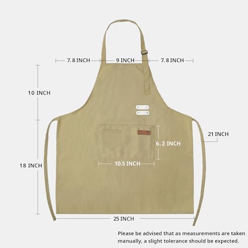 Vinchef New Soft Canvas Apron, Adjustable Neck Strap, Large Pocket