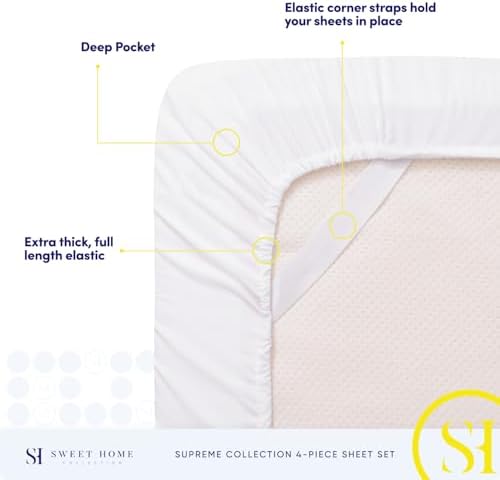 Split King Sheets - Breathable Luxury Sheets with Full Elastic &