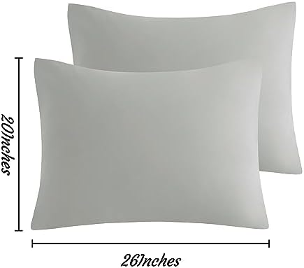 NTBAY Standard Microfiber Pillowcases, Set of 2, Light Grey