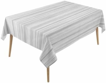Modern Light Gray Lines Rectangle Tablecloth 60 x 120 Inches Vintage