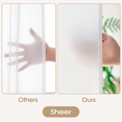 White Sheer Curtains for Living Room, Privacy Sheers, 108 Inches, 2