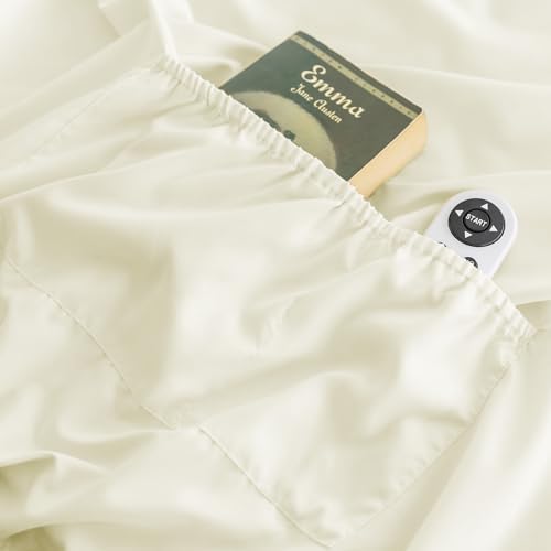 ALYVIA SPRING Twin XL Fitted Sheet with Side Pocket, Beige, 39x80