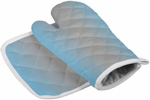 Quilted Cotton Terry Cloth Oven Mitt, Pot Holder Sky Blue Gradient