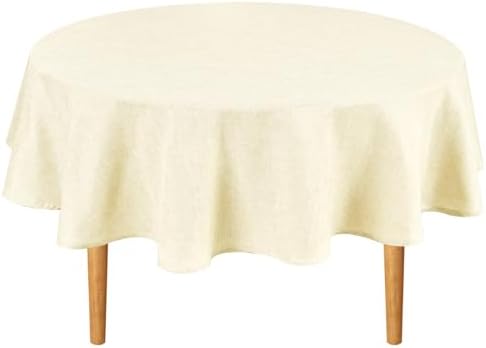 Hiasan Faux Linen Table Cloth 90 Inch Round for Dining Room, Champagne