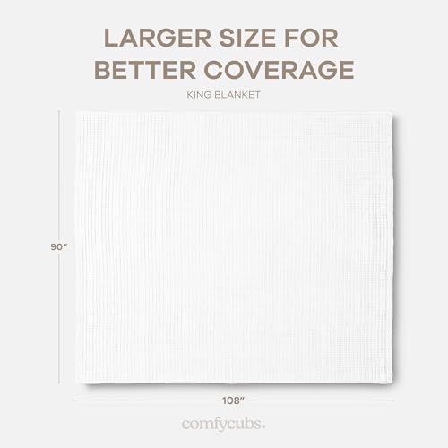 Comfy Cubs Waffle Blanket King, 108" x 90" - 100% Cotton Lightweight
