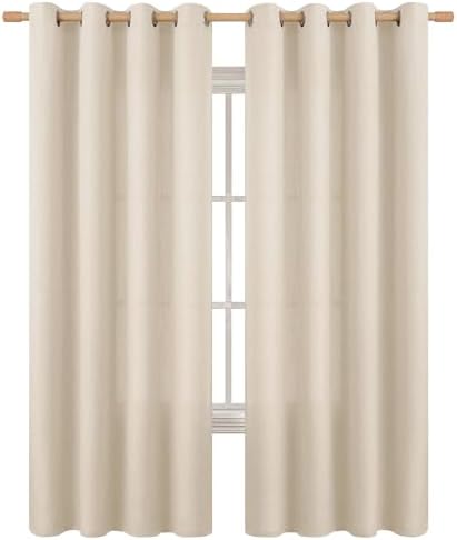 BGment Light Beige Linen Curtains 84 Inches 2 Panels for Living Room