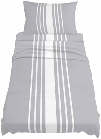 3 Piece Twin XL Sheet Set Light Grey Striped Sheets Set for Twin XL