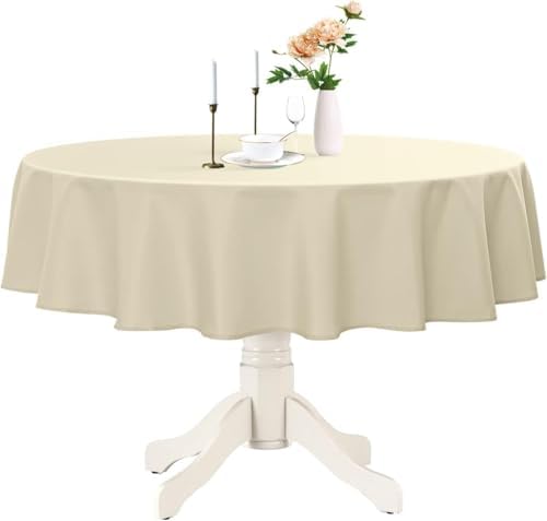 Romanstile Round Tablecloth 70 Inch, Beige