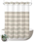 No Hooks Shower Curtains,Minimalist Taupe Stripes Waterproof Shower