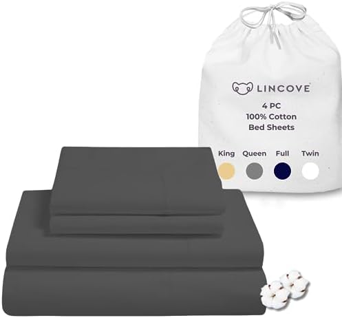 Lincove 100% Cotton Sateen 4 Piece Bed Sheet Set – 400 Thread Count