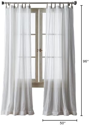 DKNY City Breeze Sheer Window Curtains Tab Top, 50 x 96, White, 2