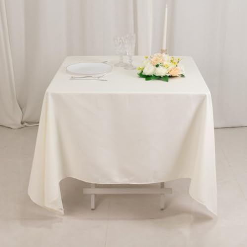 Balsa Circle 70x70 Ivory Square Cotton Blend Tablecloth Linens | Stain