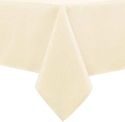 Hiasan Jacquard Textured Rectangle Tablecloth 54x108 Inch, Champagne