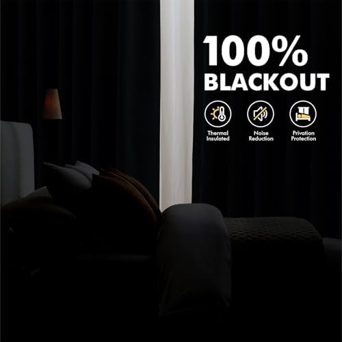 MIULEE 100% Blackout Linen Curtains for Bedroom 42 x 72 Inch Brown 2