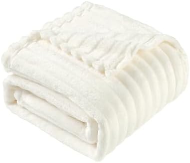 BOURINA Flannel Throw Blanket Fleece Throw Outdoor Blanket White 60x80