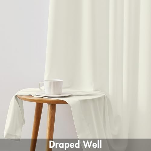 EMEMA Ivory Privacy Sheer Curtains 2 Panels W52xL96 Inch Light