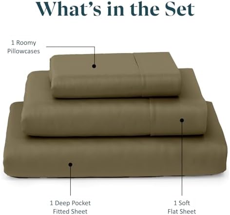 SKY BEDDINGS Twin XL Sheet Set, 100% Egyptian Cotton, Sateen, Taupe