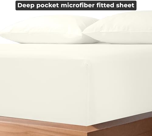 Microfiber Full Fitted Sheet, Fits Up to 16 Inches Deep Pocket - Ivory