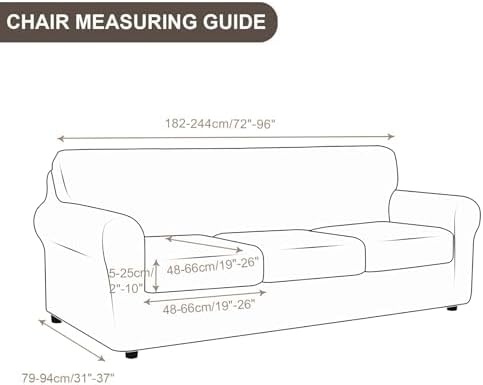 SearchI Stretch Sofa Cover Couch Cover, 4 Pieces Sofa Slipcover with 3