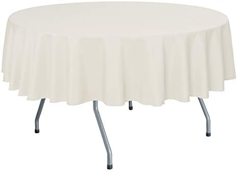 Ultimate Textile 84-Inch Round Polyester Linen Tablecloth, Ivory