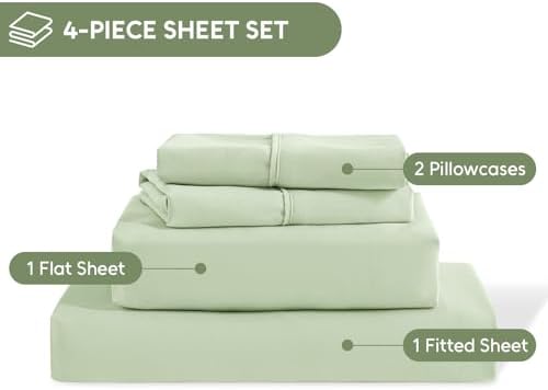 Full Size Bed Sheets Set, 4 Pieces Hotel Luxury Soft Microfiber Bed