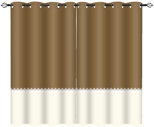 Brown Beige Window Curtains Panel 72 inches Long Farmhouse Drapes for